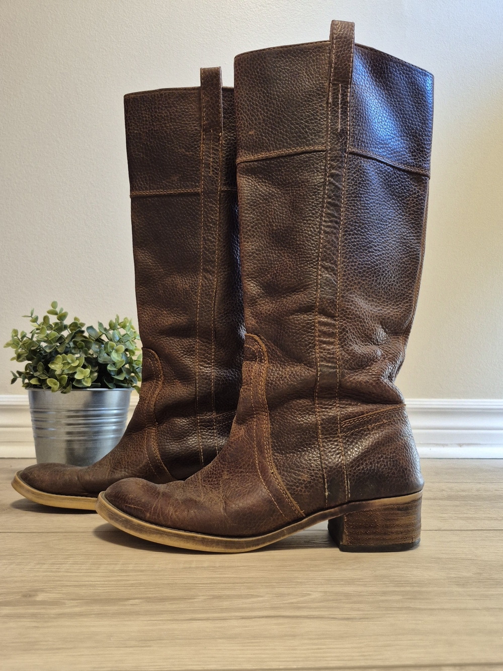Brown Leather Mid-Calf Women's Boots
